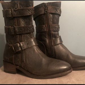 🌞 Bed Stu Blanchett NWT distressed leather boots buckles & zipper mid-calf 7